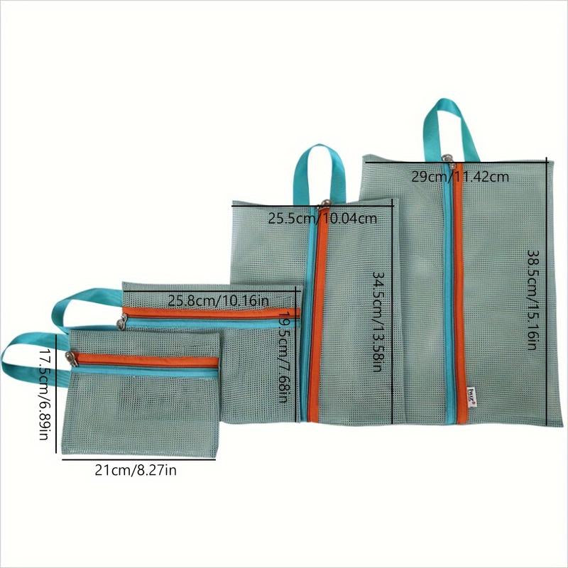 4Pcs Lightweight Multifunctional Travel Storage Bags with Zipper Closure - Grid Finishing, Easy to Hand Wash, Casual Style, Perfect for Organizing Travel Essentials