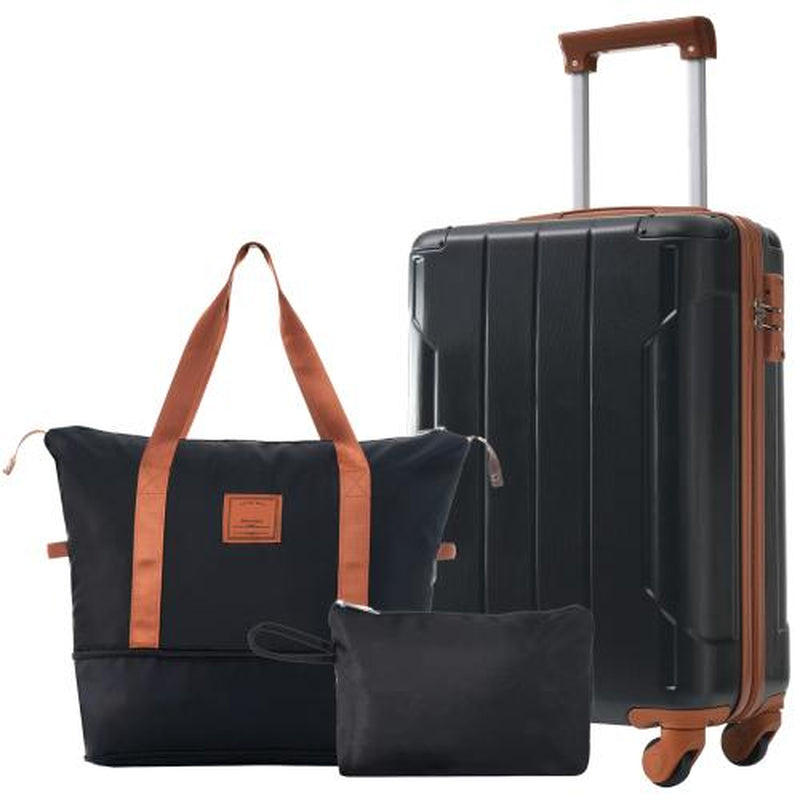(20 Inch) Hard Shell Luggage Set 3-Piece Set with Wheels, TSA Lock for Men and Women, Smooth Push, No Lag, Durable, No Hassle