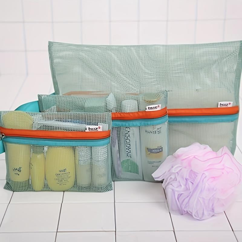 4Pcs Lightweight Multifunctional Travel Storage Bags with Zipper Closure - Grid Finishing, Easy to Hand Wash, Casual Style, Perfect for Organizing Travel Essentials