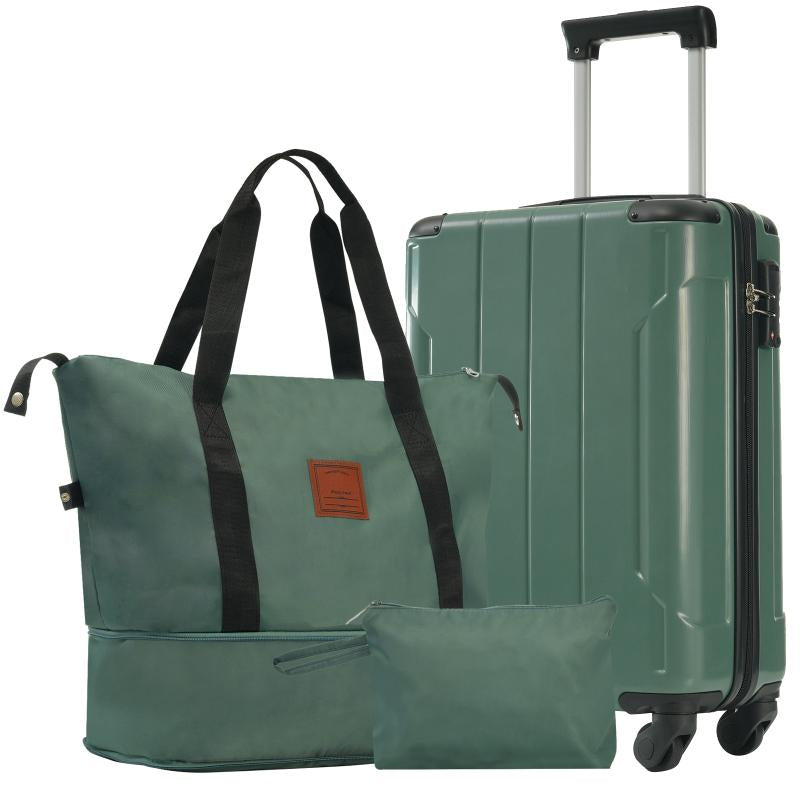 (20 Inch) Hard Shell Luggage Set 3-Piece Set with Wheels, TSA Lock for Men and Women, Smooth Push, No Lag, Durable, No Hassle