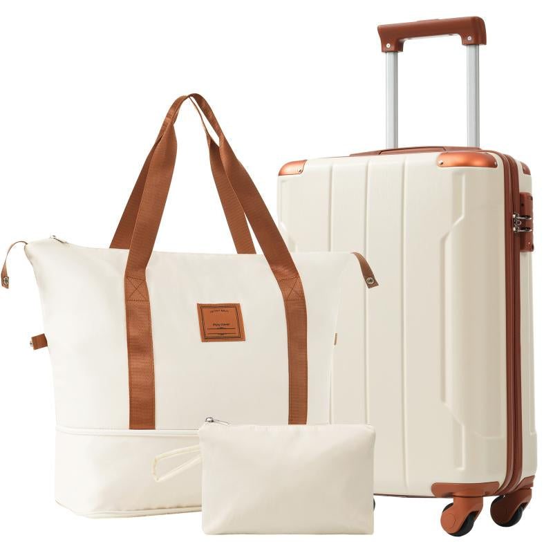(20 Inch) Hard Shell Luggage Set 3-Piece Set with Wheels, TSA Lock for Men and Women, Smooth Push, No Lag, Durable, No Hassle
