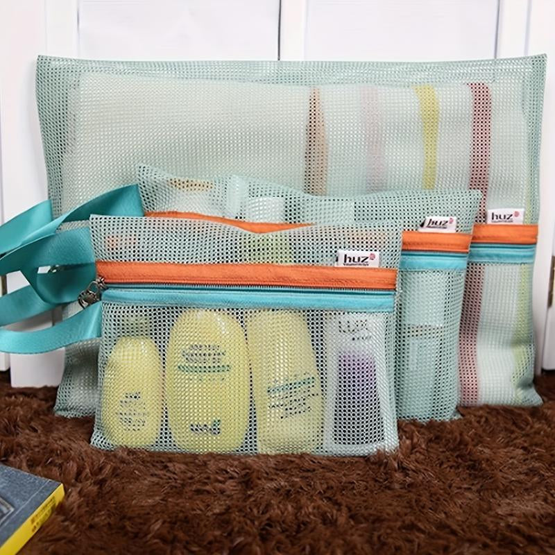 4Pcs Lightweight Multifunctional Travel Storage Bags with Zipper Closure - Grid Finishing, Easy to Hand Wash, Casual Style, Perfect for Organizing Travel Essentials