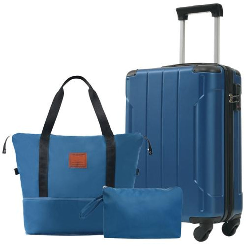 (20 Inch) Hard Shell Luggage Set 3-Piece Set with Wheels, TSA Lock for Men and Women, Smooth Push, No Lag, Durable, No Hassle