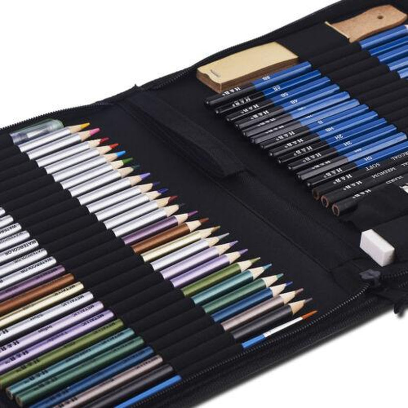 51Pcs Professional Drawing Artist Kit Set Pencils and Sketch Charcoal Art & Bag
