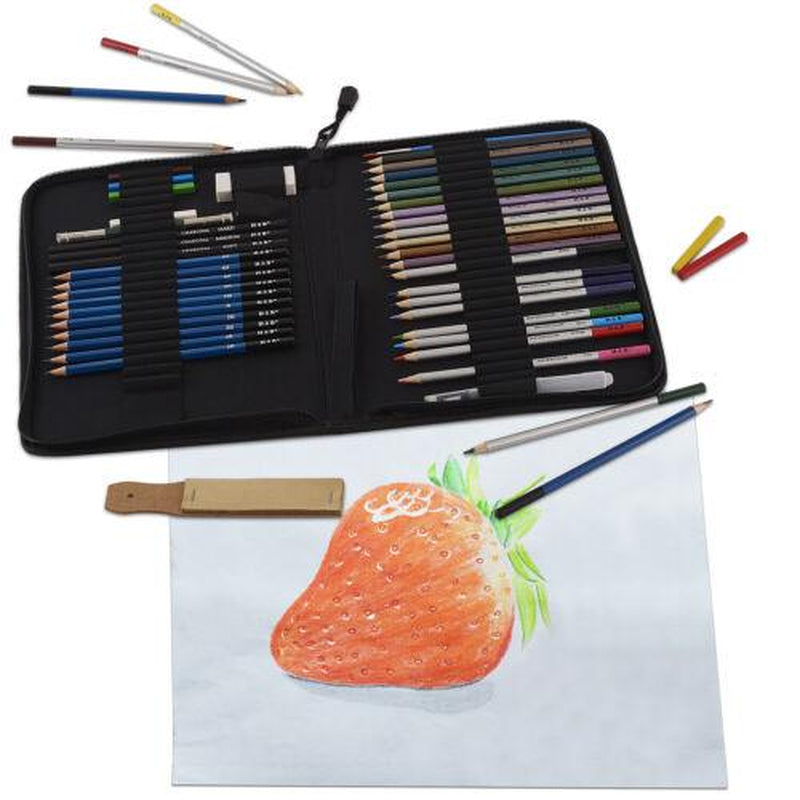51Pcs Professional Drawing Artist Kit Set Pencils and Sketch Charcoal Art & Bag